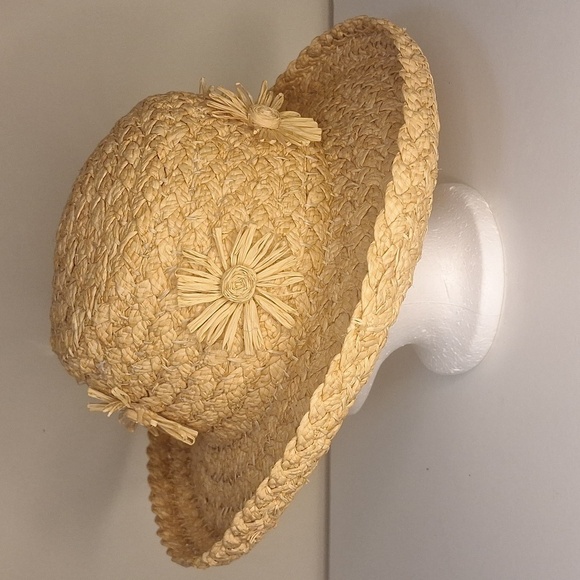 Laura Ashley Vintage Straw Boater Hat - Picture 3 of 6